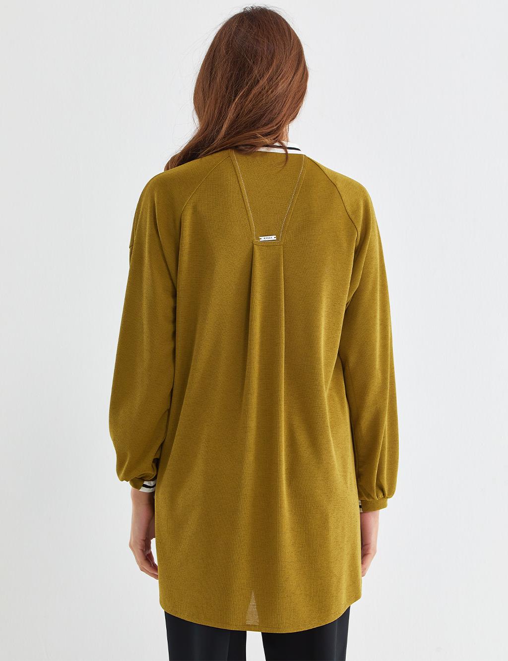 Slogan Embroidered Gabardine Tunic Olive