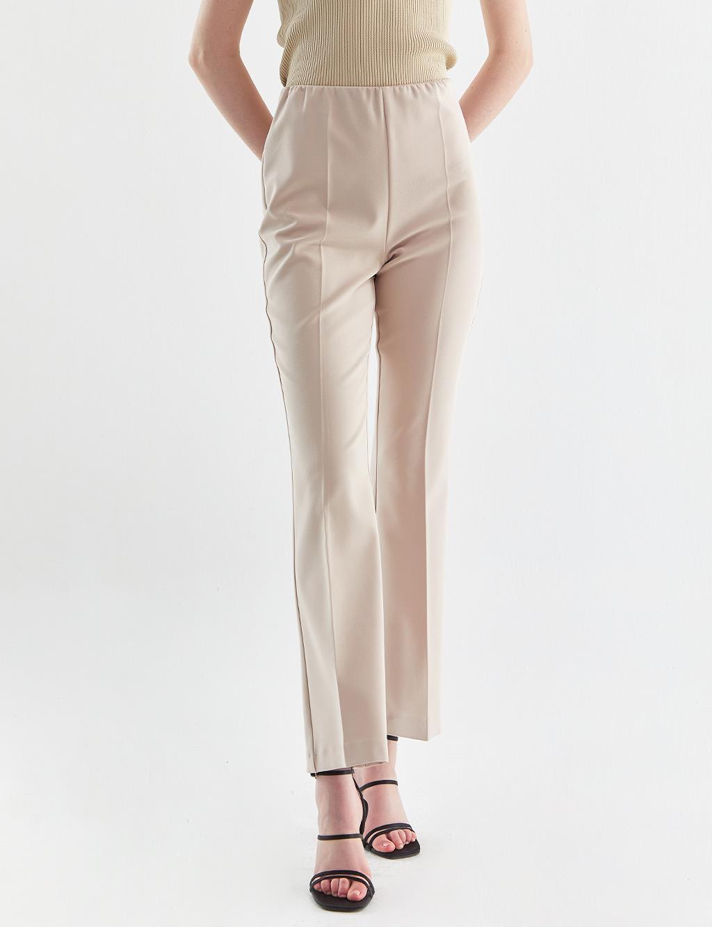 High Waist Wide Leg Pants Cream