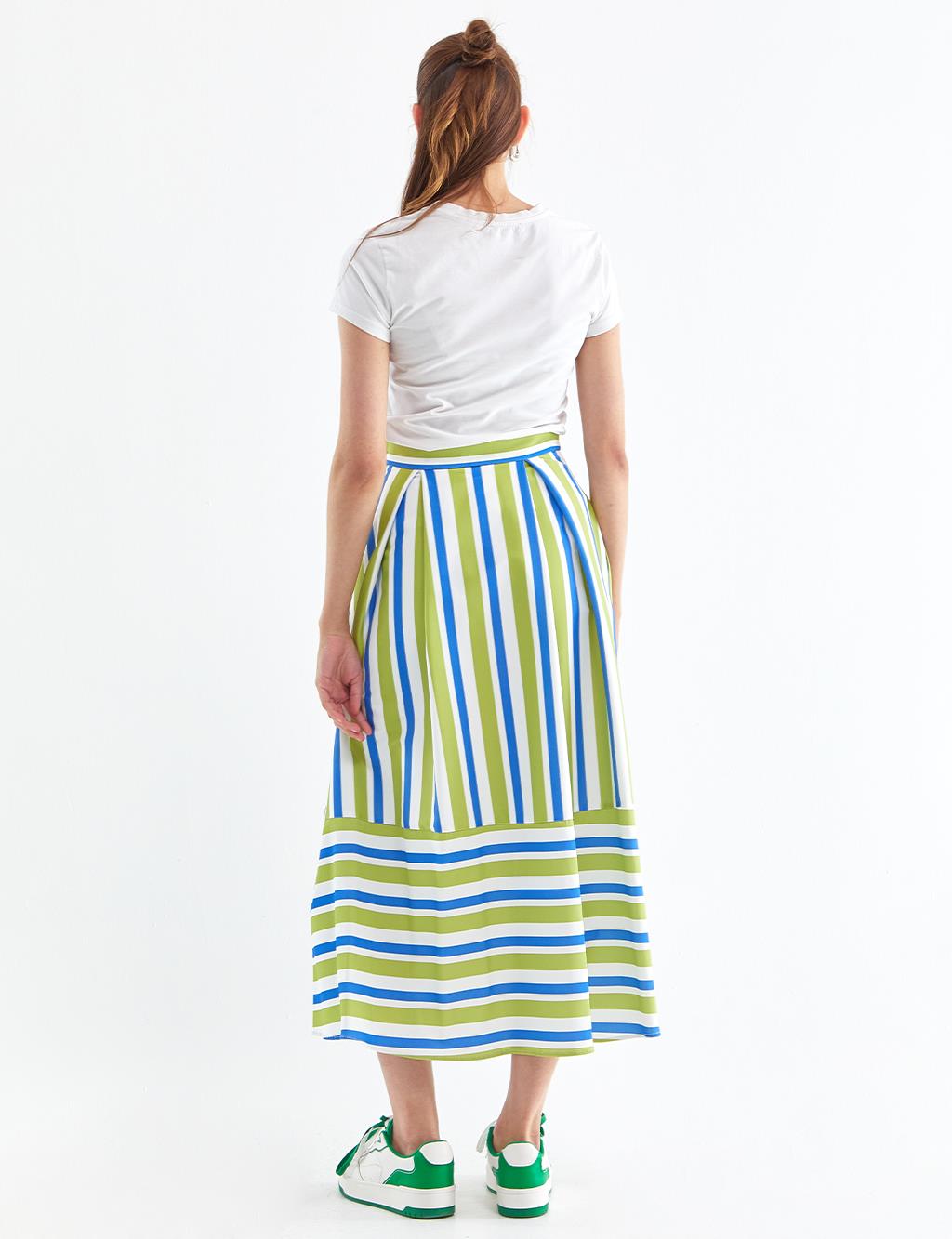 Wide Pleated Skirt Ecru