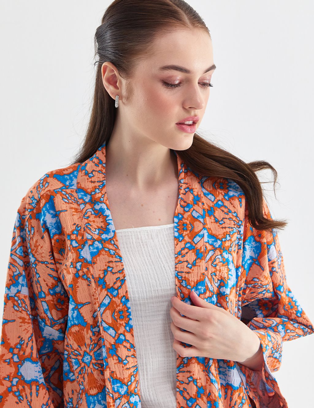 Abstract Pattern Jacket Sky Blue