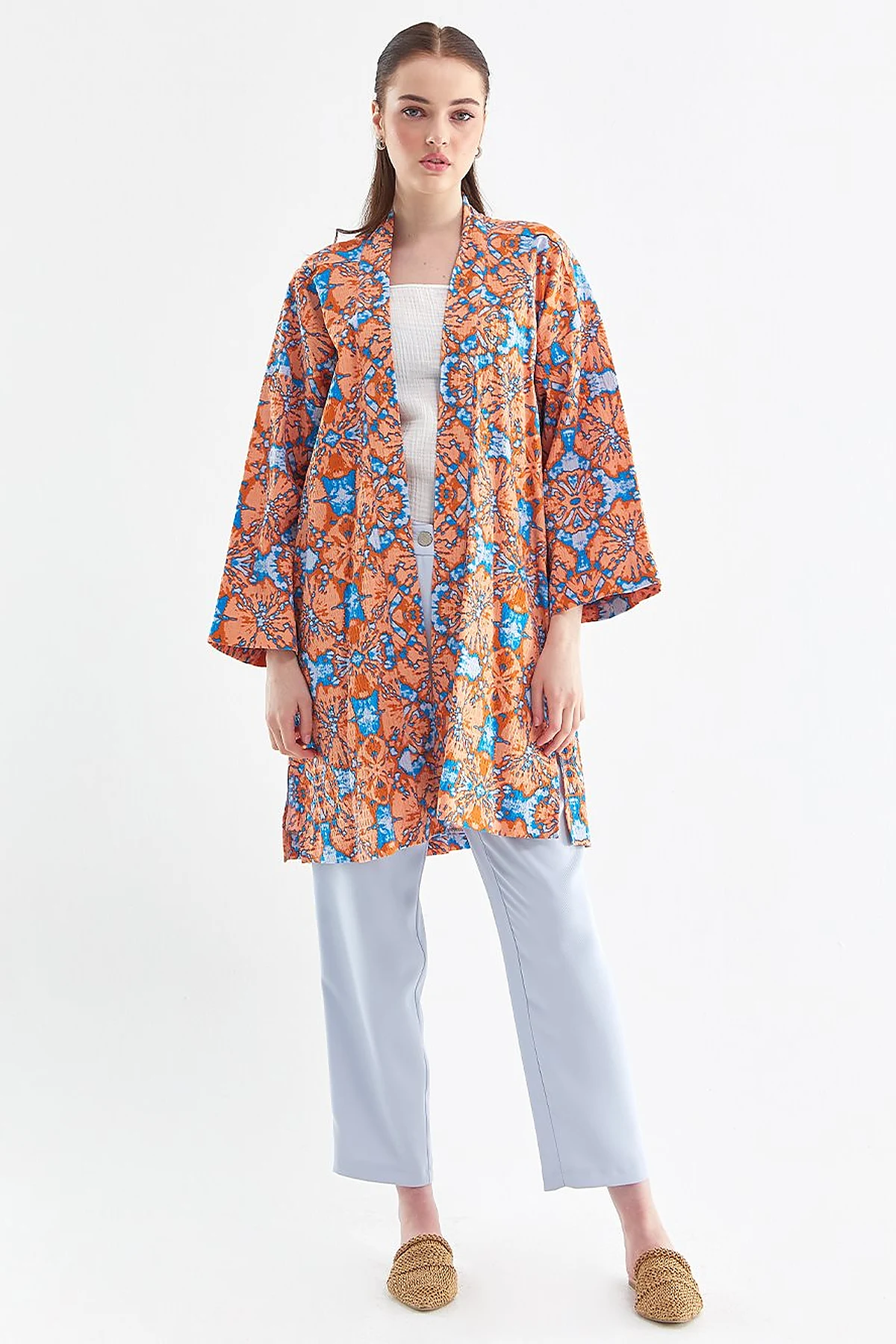 Abstract Pattern Jacket Sky Blue