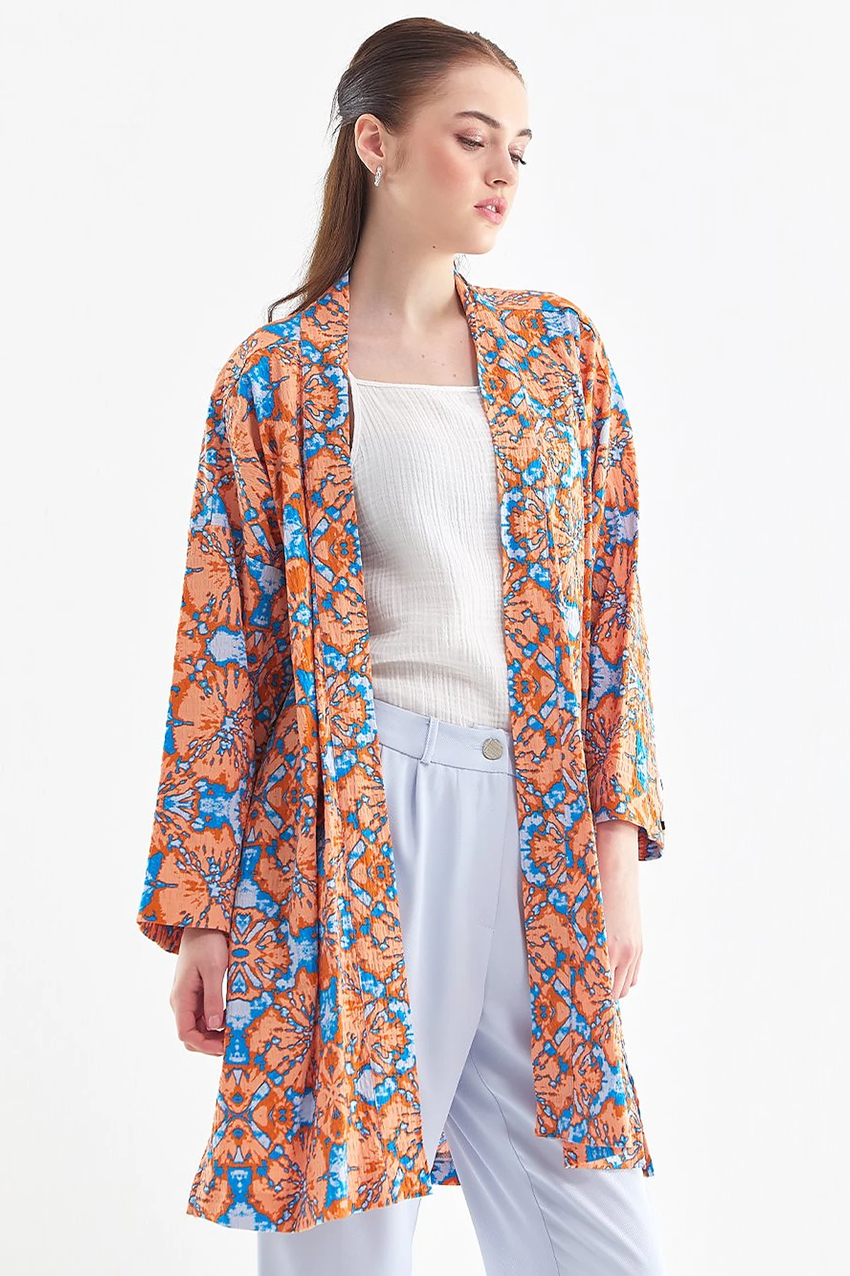 Abstract Pattern Jacket Sky Blue