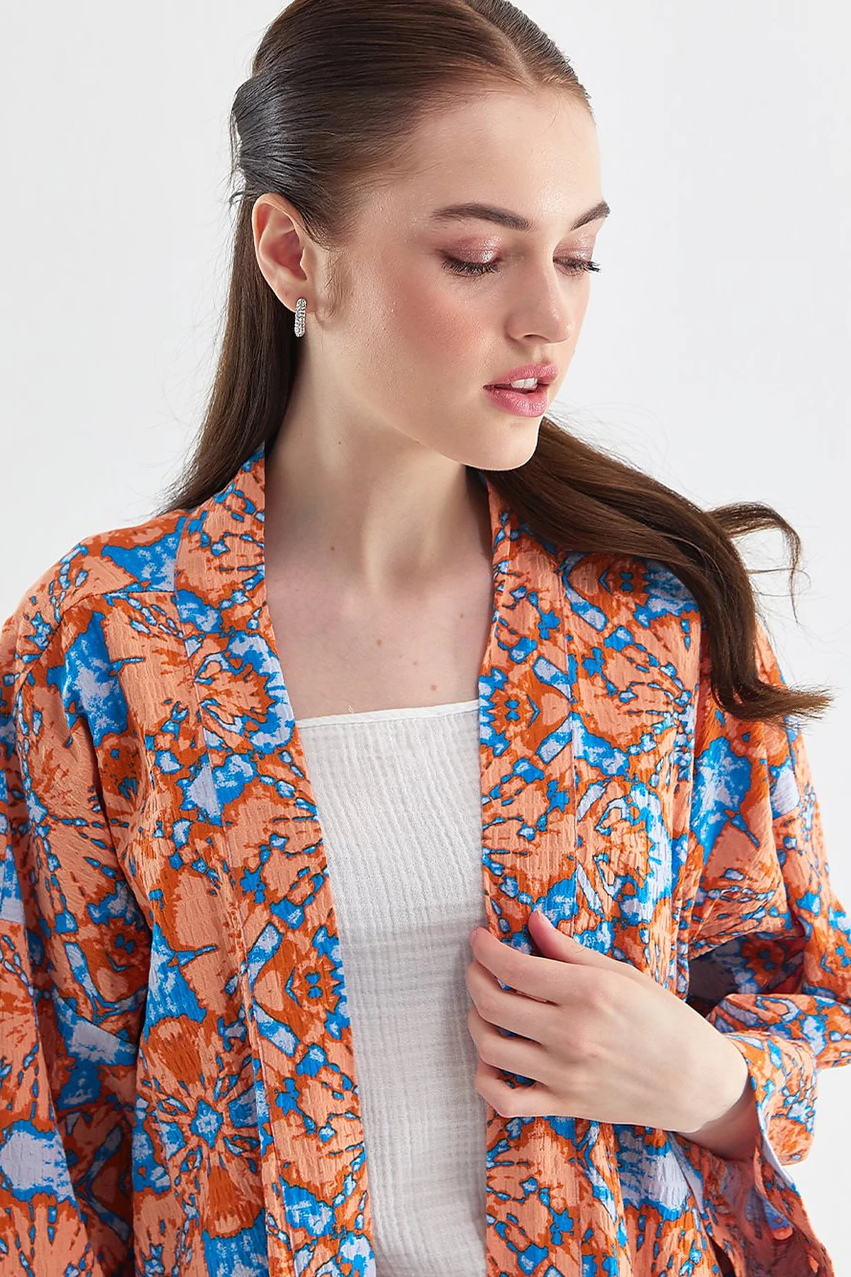 Abstract Pattern Jacket Sky Blue