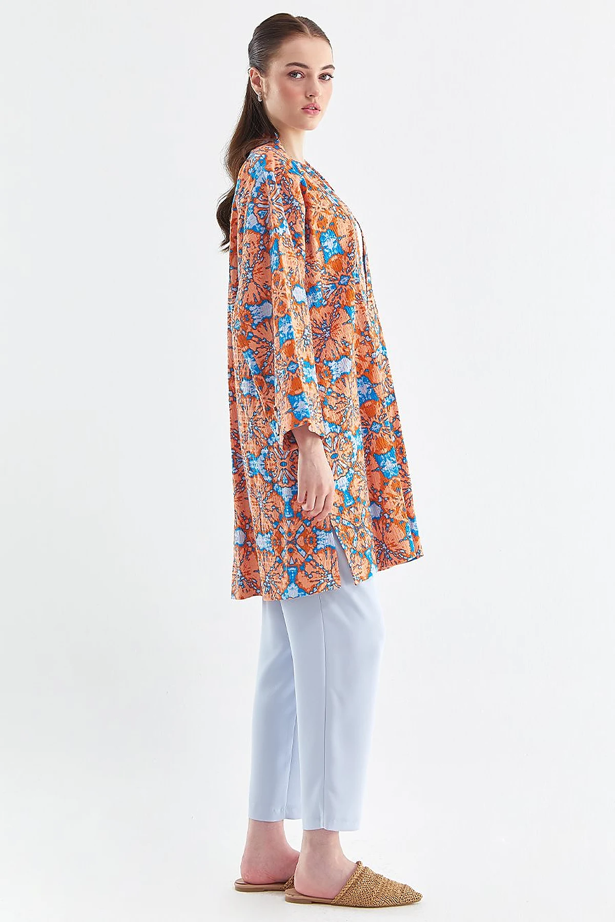 Abstract Pattern Jacket Sky Blue