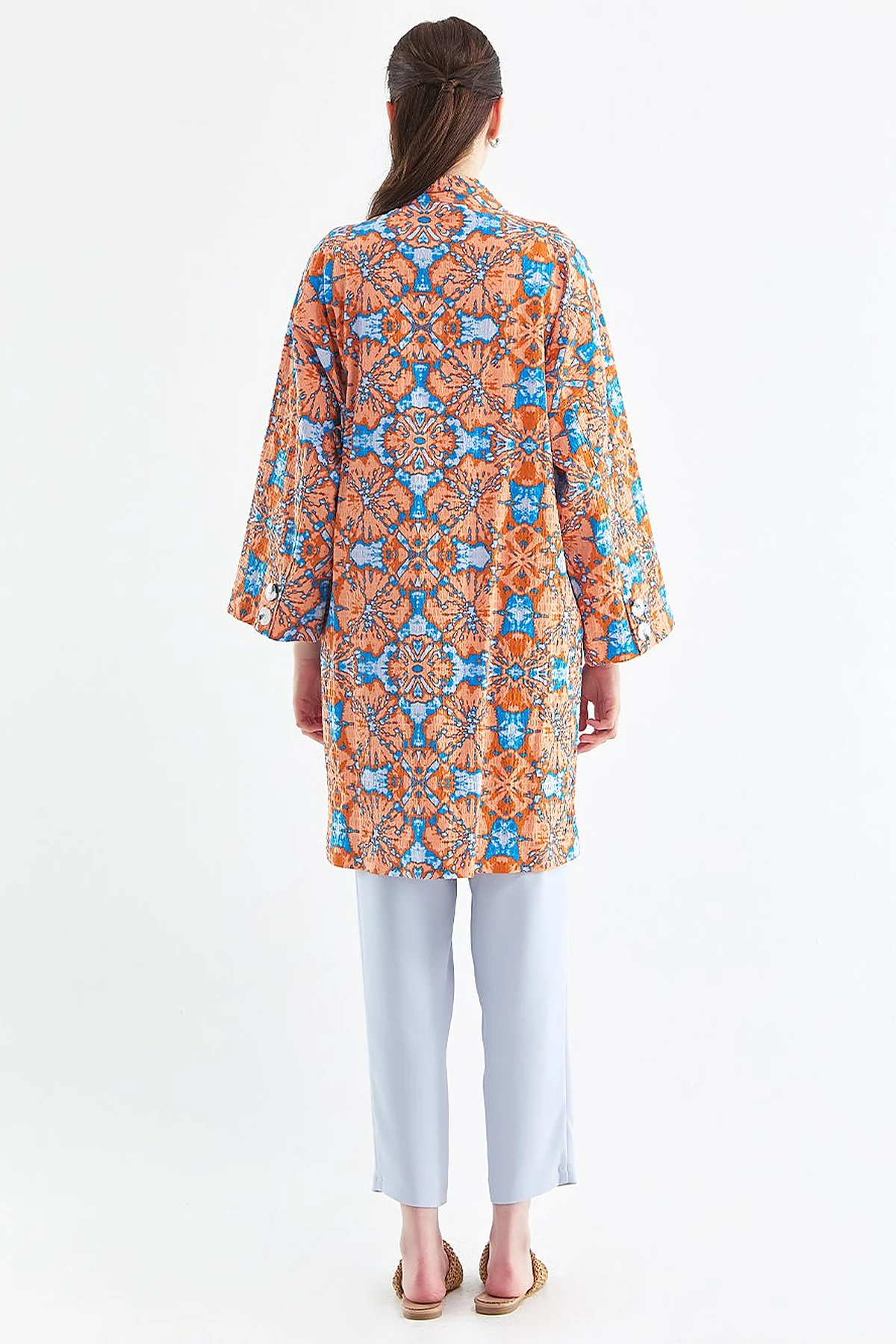 Abstract Pattern Jacket Sky Blue