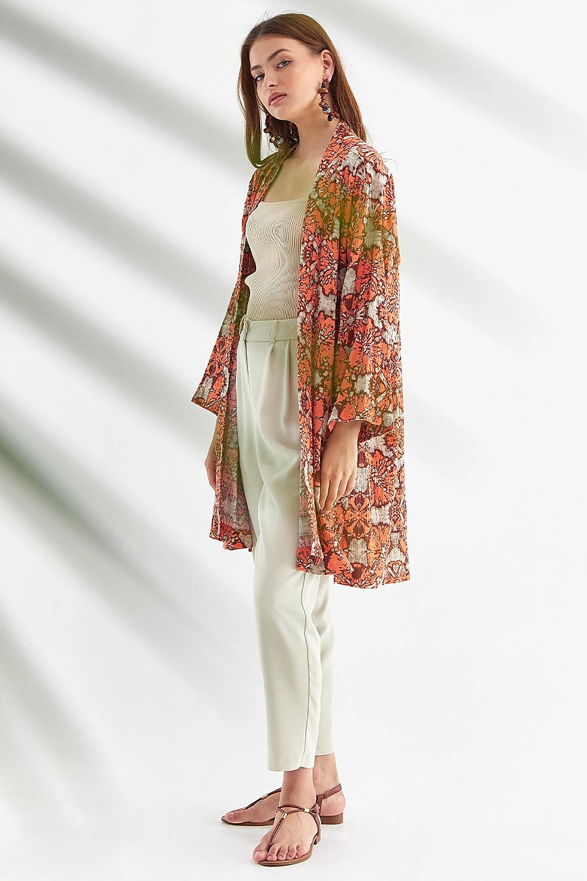 Abstract Pattern Jacket Peach