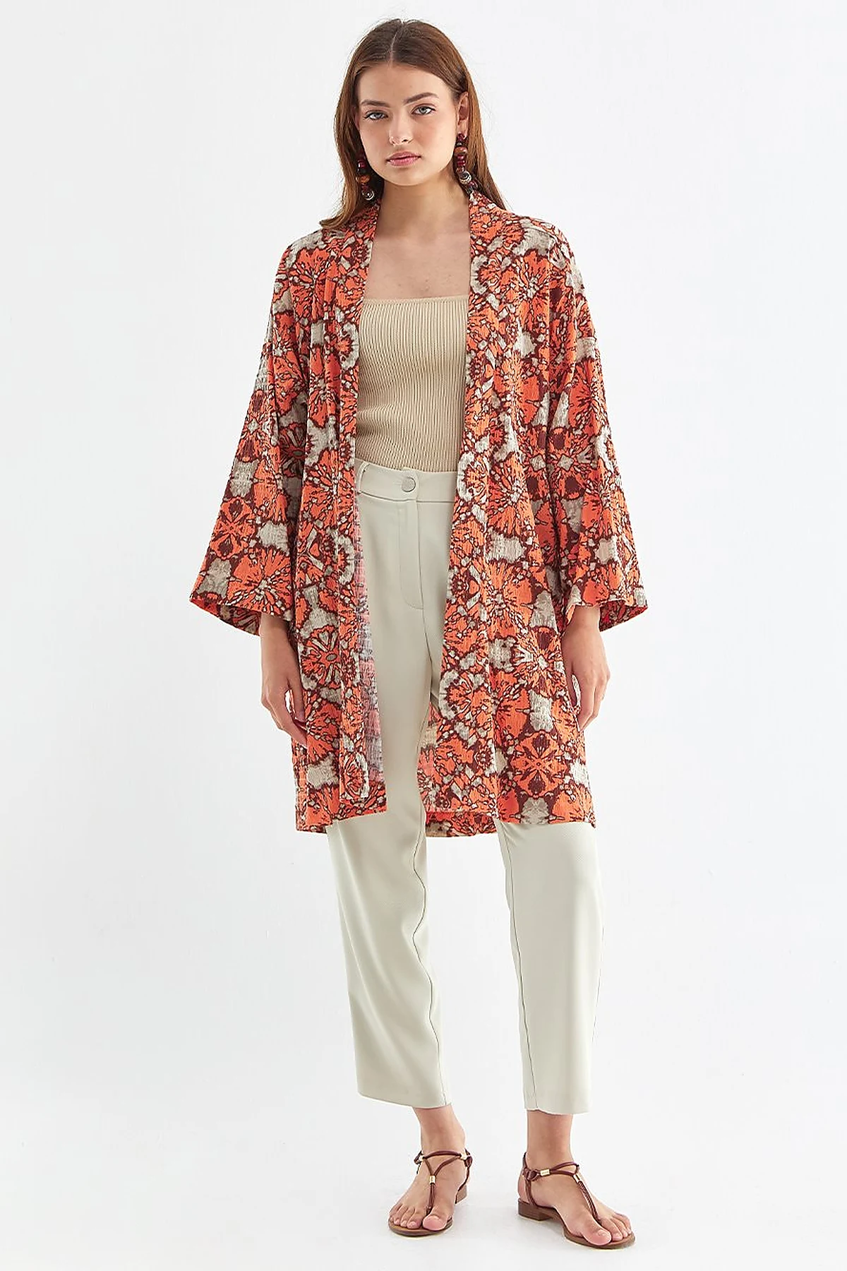 Abstract Pattern Jacket Peach