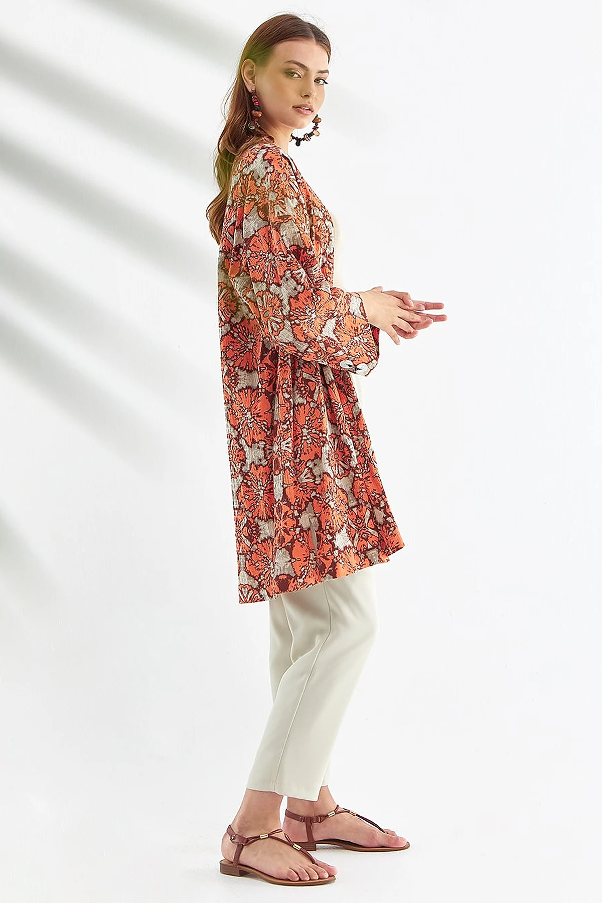Abstract Pattern Jacket Peach