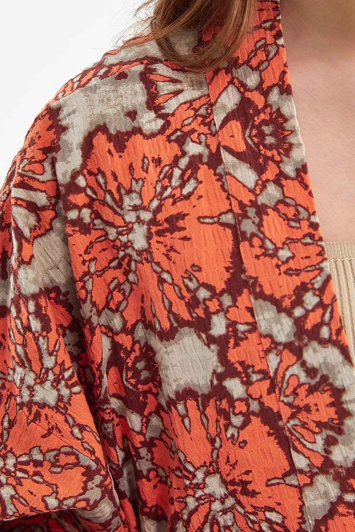 Abstract Pattern Jacket Peach