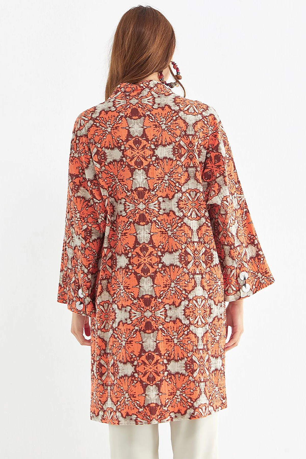 Abstract Pattern Jacket Peach