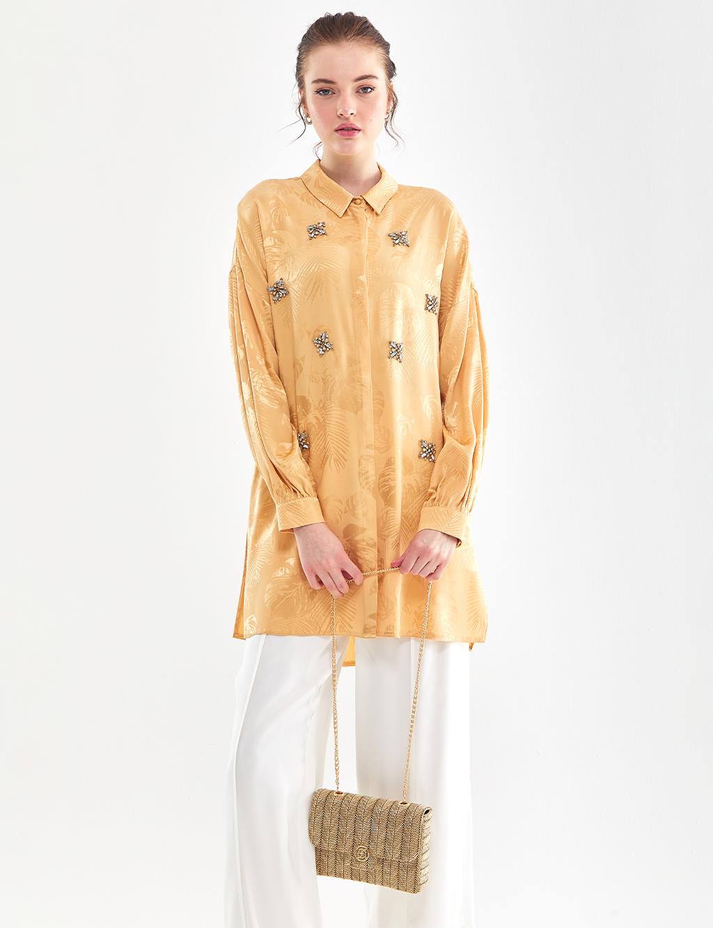 Jacquard Stone Blouse Beige