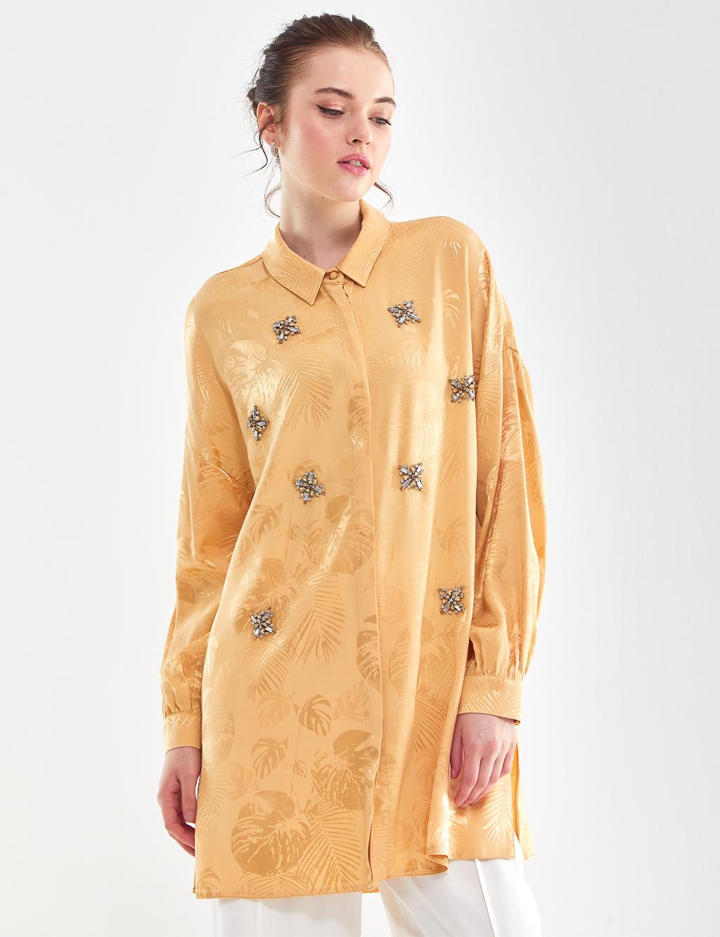 Jacquard Stone Blouse Beige