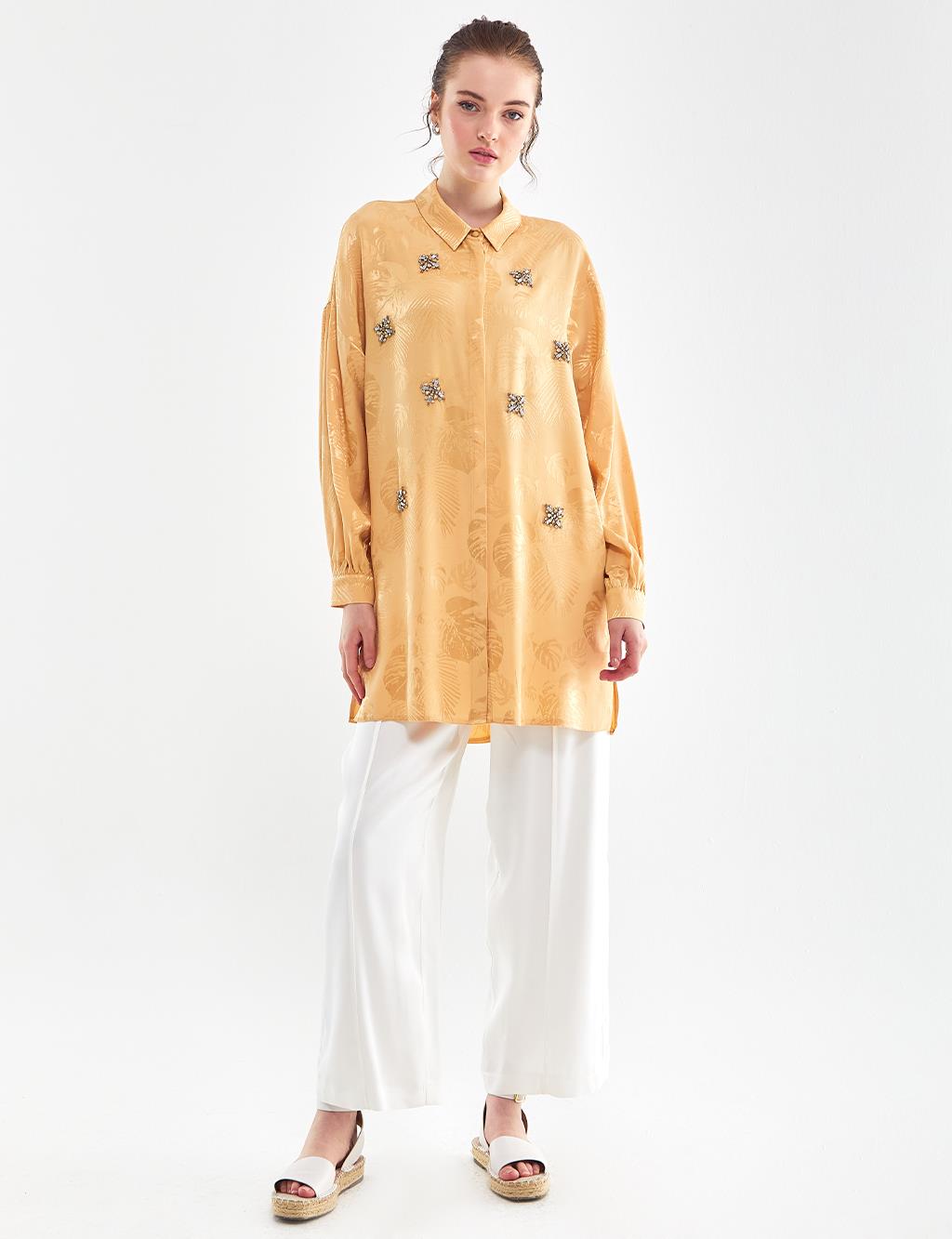 Jacquard Stone Blouse Beige