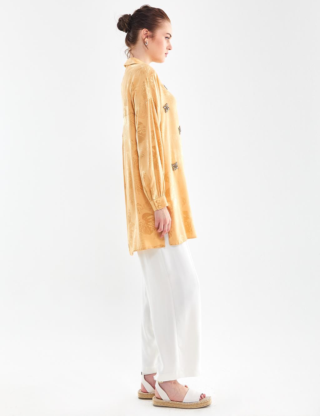 Jacquard Stone Blouse Beige