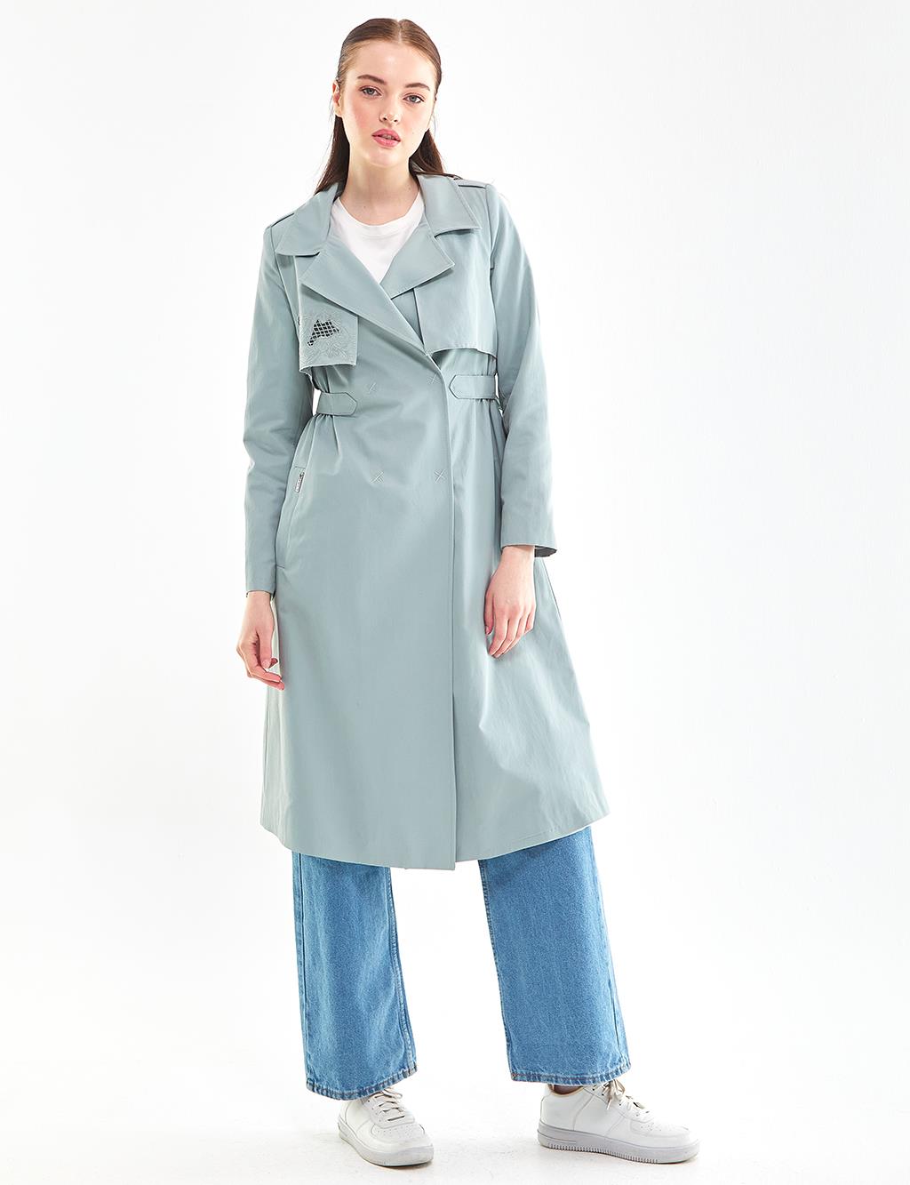 Embroidered Trench Coat Mint
