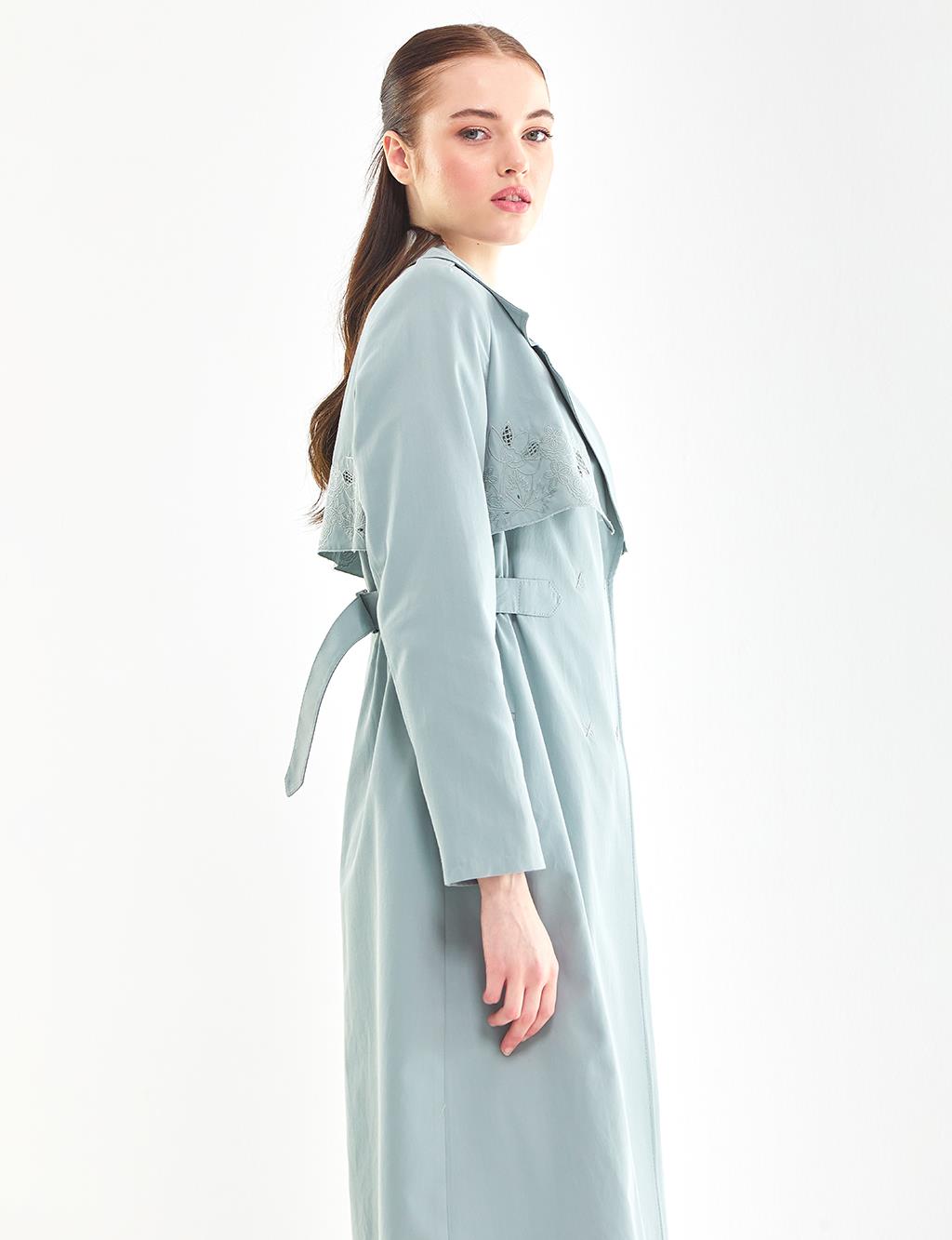Embroidered Trench Coat Mint