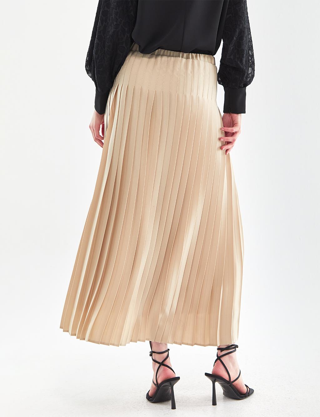 Pleated Skirt Sand Beige