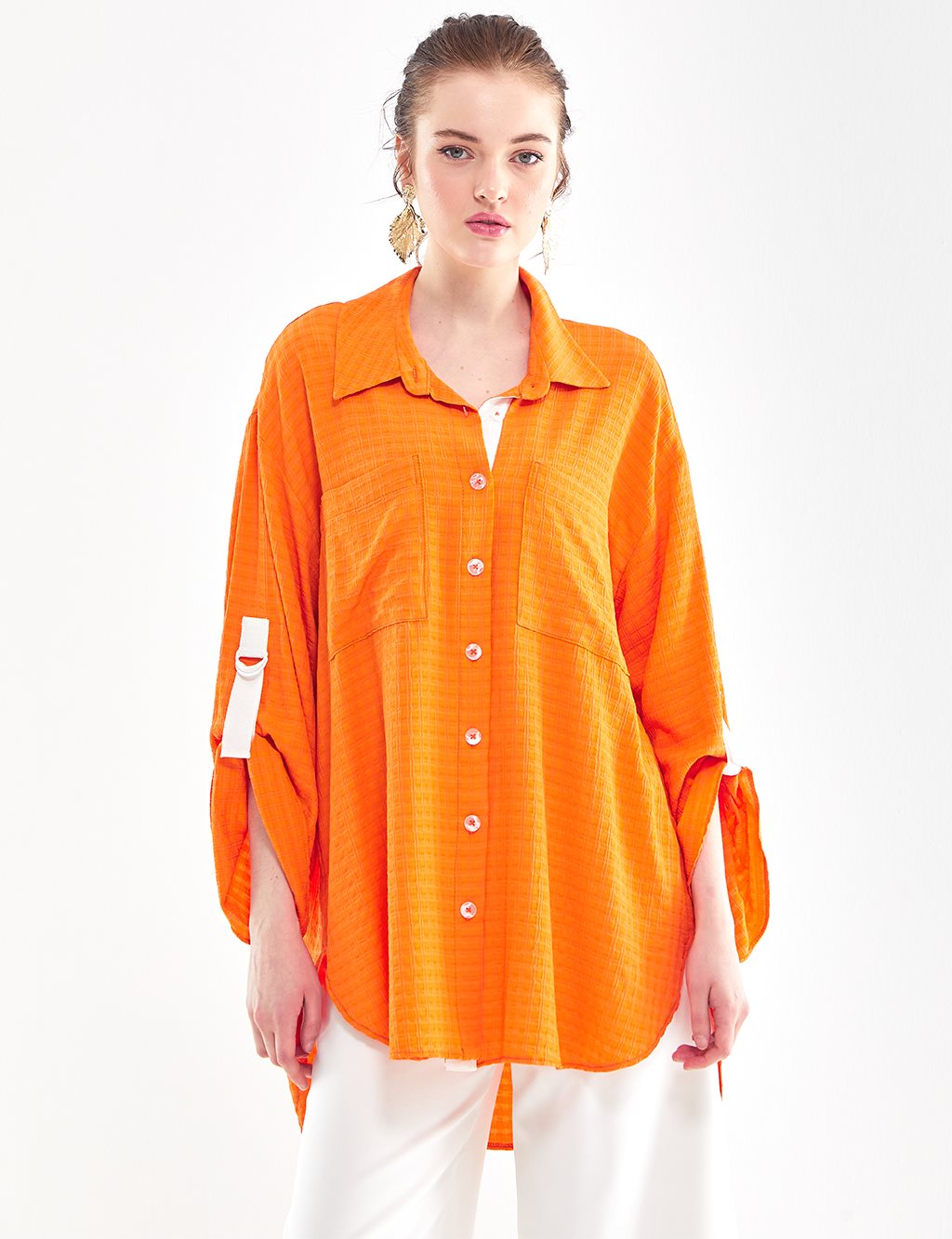 Double Pocket Oversize Tunic Orange