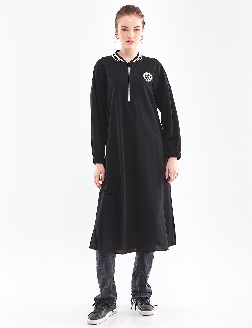 College Collar Tunic/Dress Black