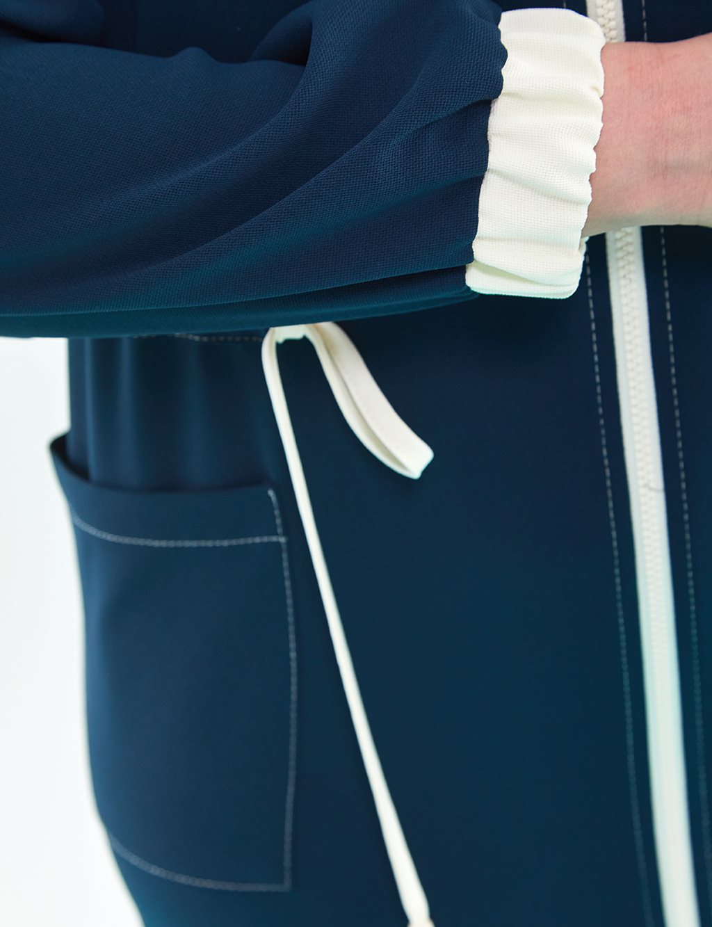 Punto Stitched Hooded Trench Coat Navy