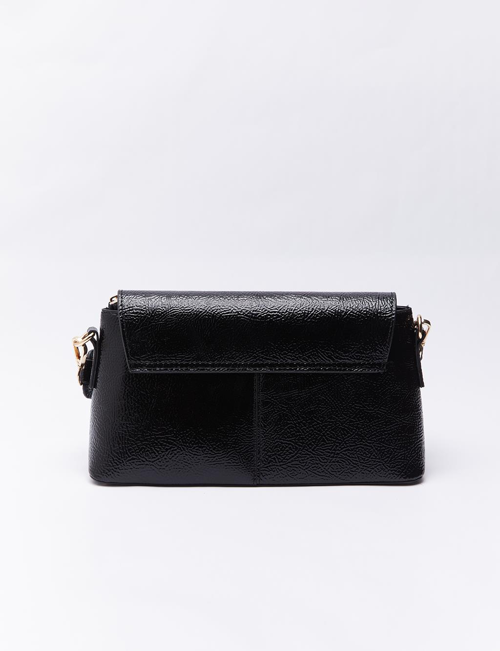 Patent Leather Baguette Bag Black