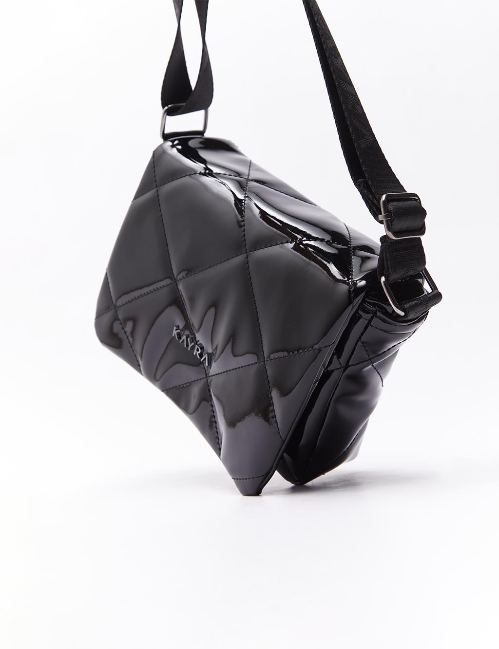 Quilted Patent Leather Bag Black