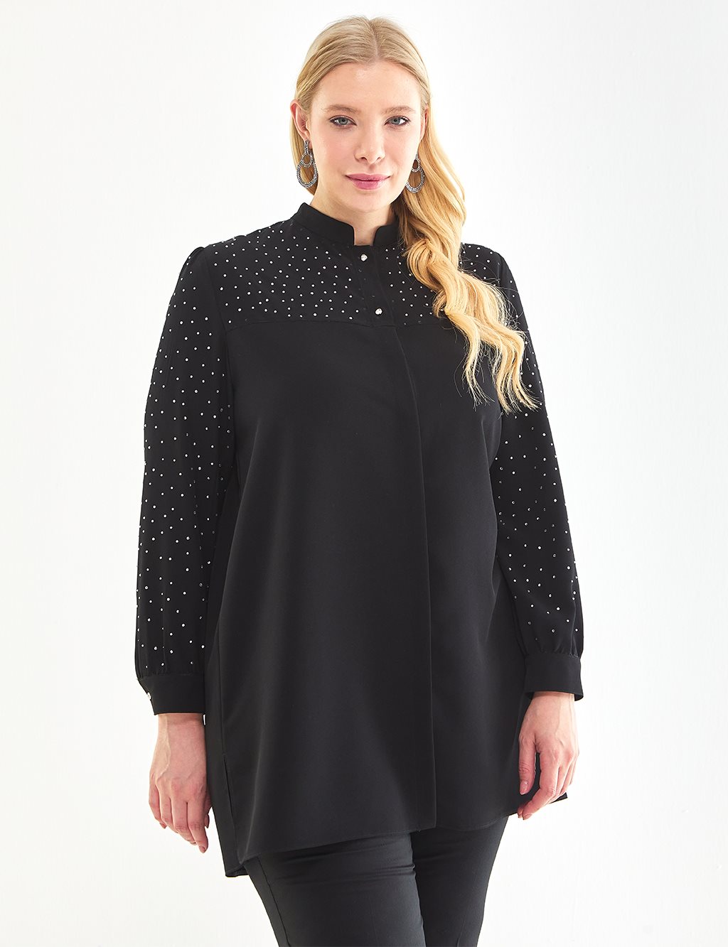 Stone-embellished Tunic Black