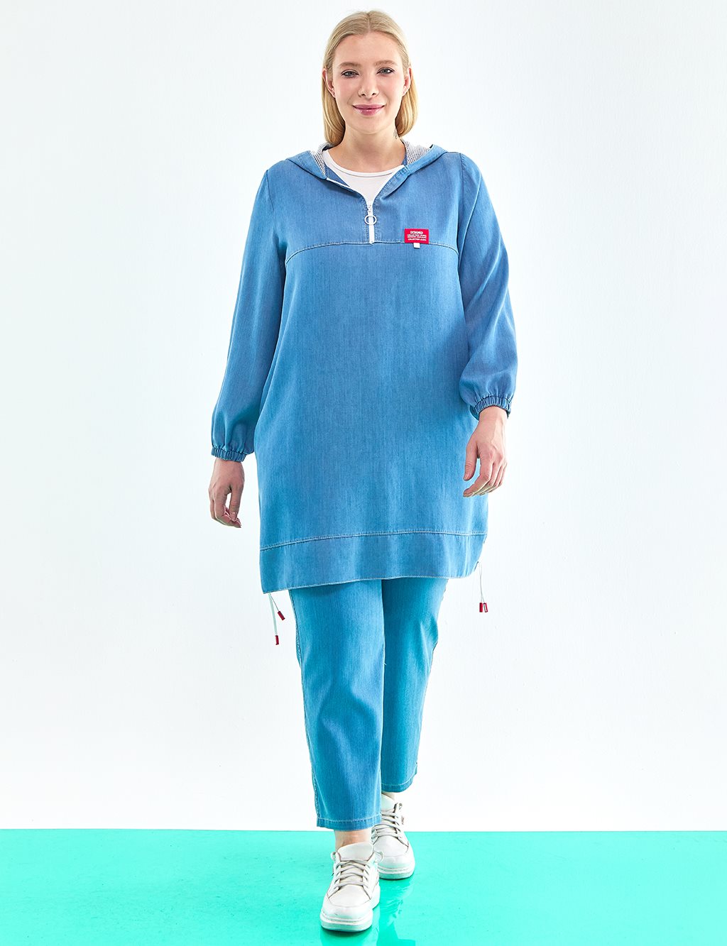 Hooded Lyocell Tunic Blue
