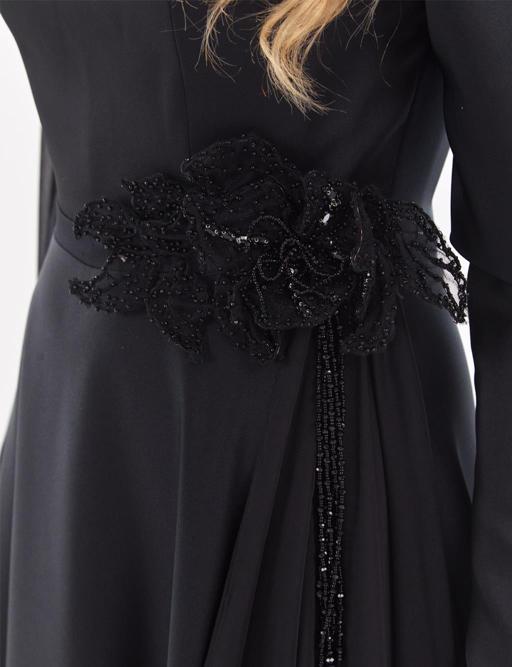 Long Satin Evening Dress Black