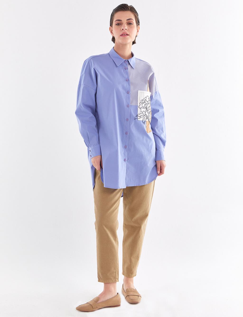 Garnish Asymmetrical Shirt Sky Blue