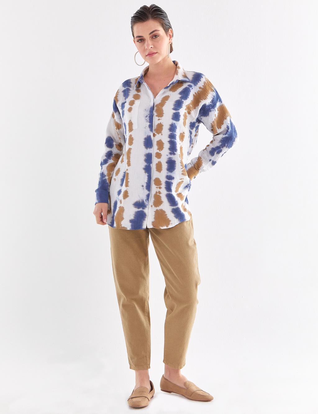Single Pocket Batik Pattern Tunic Ecru