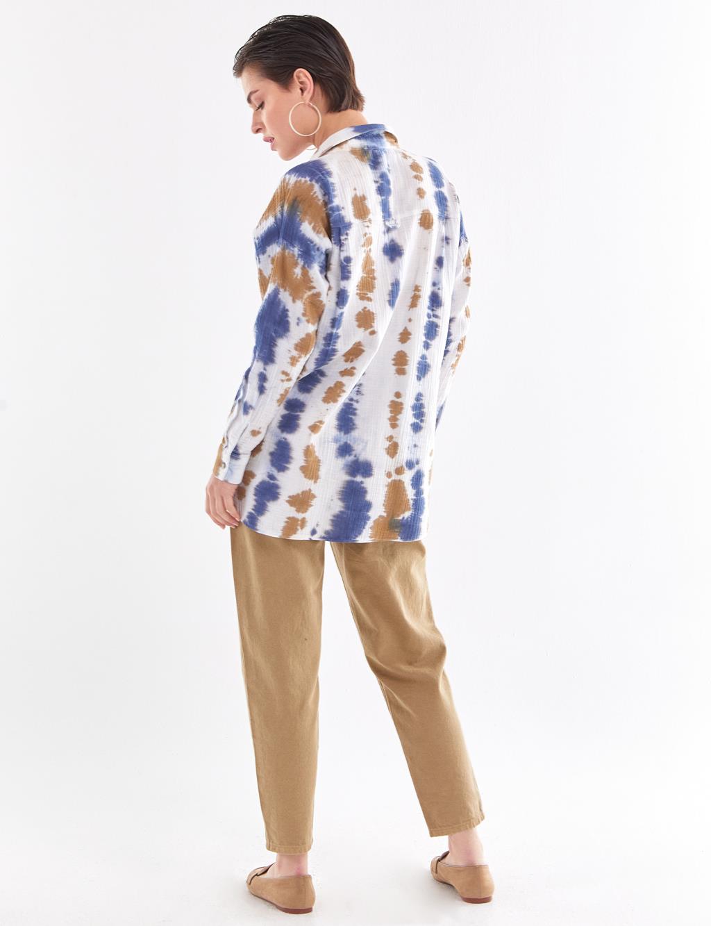 Single Pocket Batik Pattern Tunic Ecru