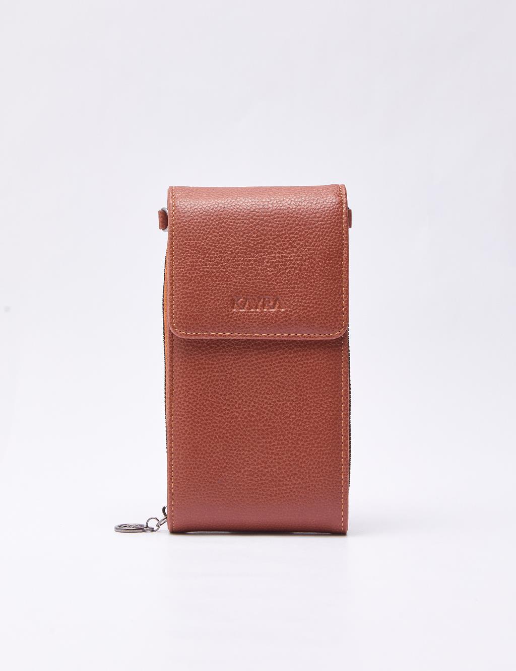 Natural Leather Covered Wallet Bag Tobacco