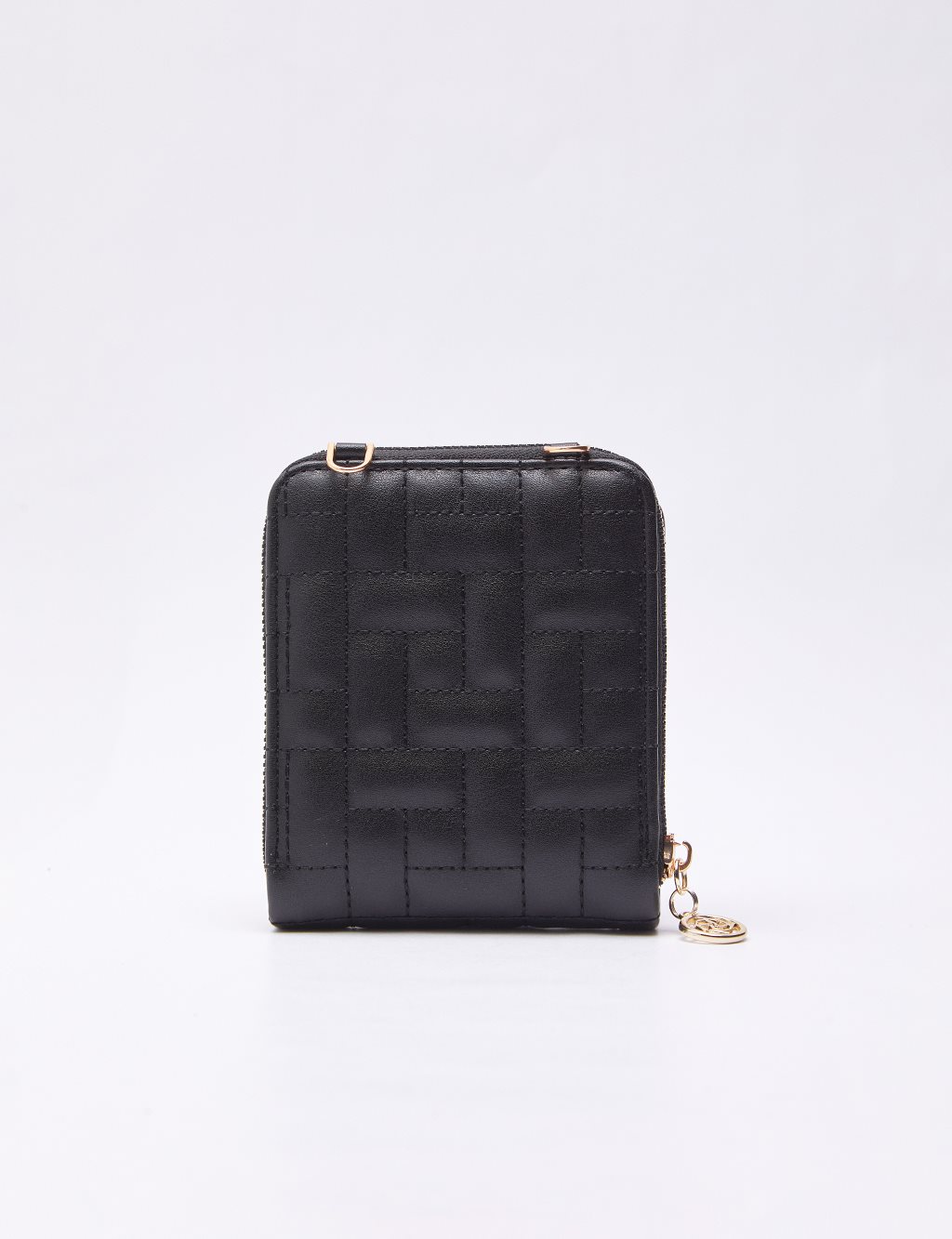 Quilted Square Bag Wallet Black