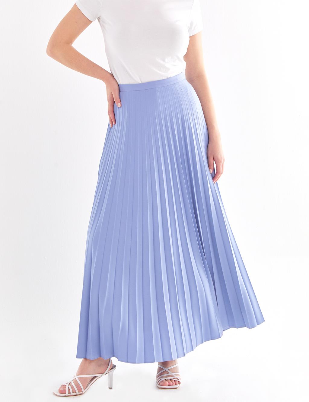Basic Pleated Skirt Sky Blue