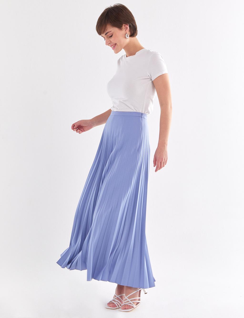 Basic Pleated Skirt Sky Blue