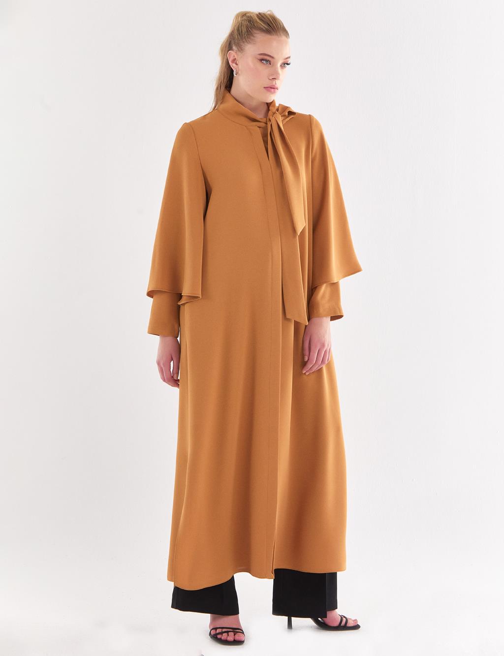 Shawl Collar Bat Sleeve Abaya Camel