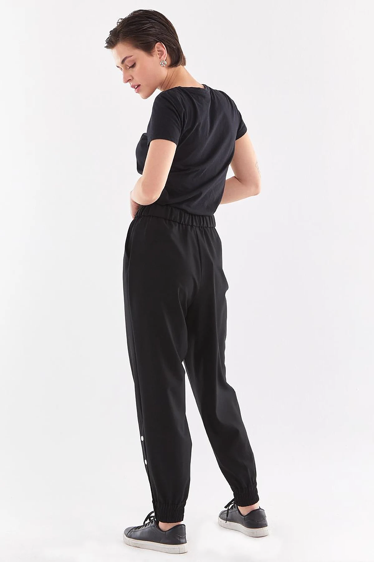 Çıtçıtlı Jogger Pantolon Siyah