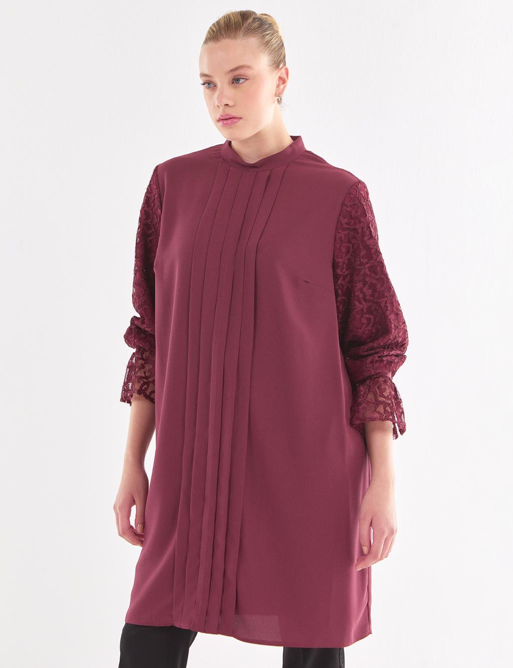 Lacy Sleeves Tunic Bronze Brown