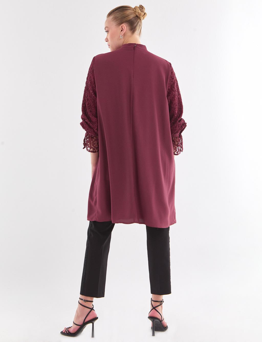 Lacy Sleeves Tunic Bronze Brown