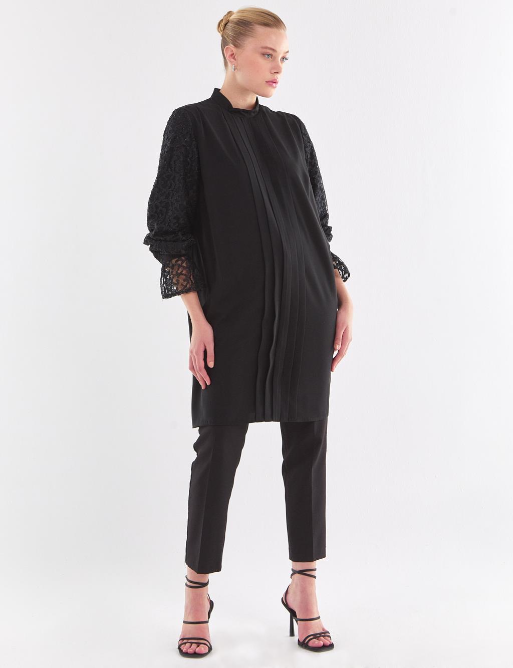 Lacy Sleeves Tunic Black