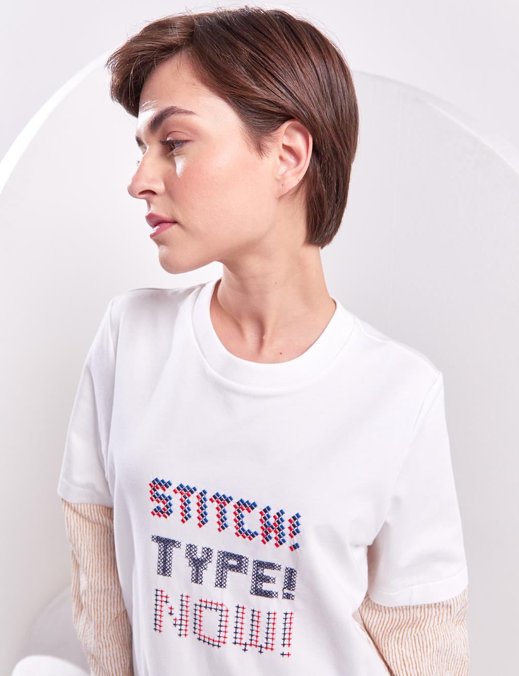 Type Stitched Tunic White