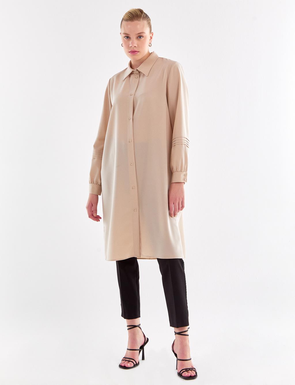 Ribbed Long Tunic Sand Beige
