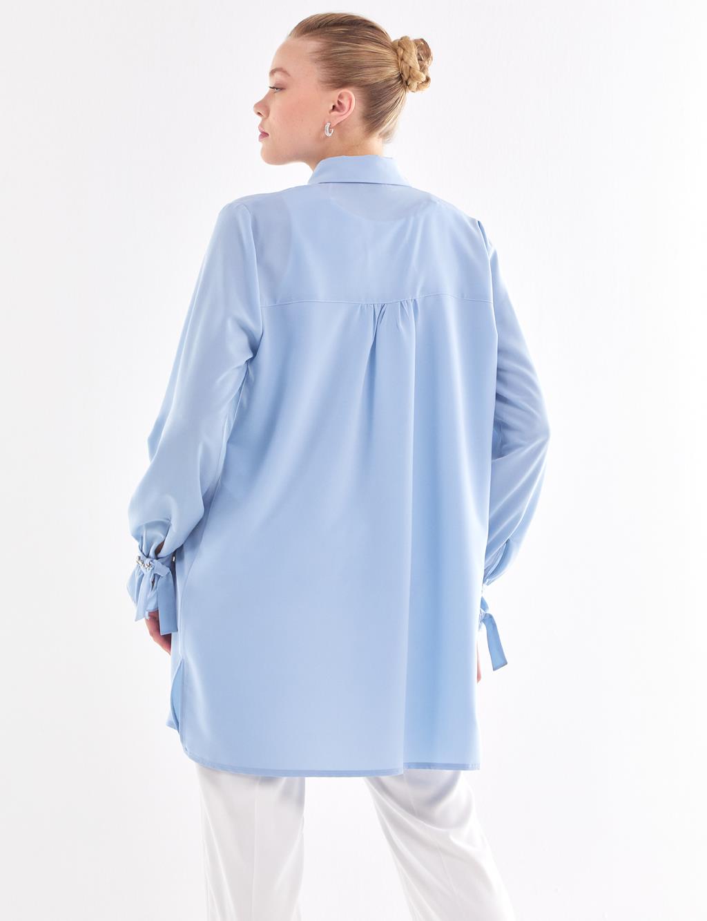 Stone Embroidered Shirt Ice Blue