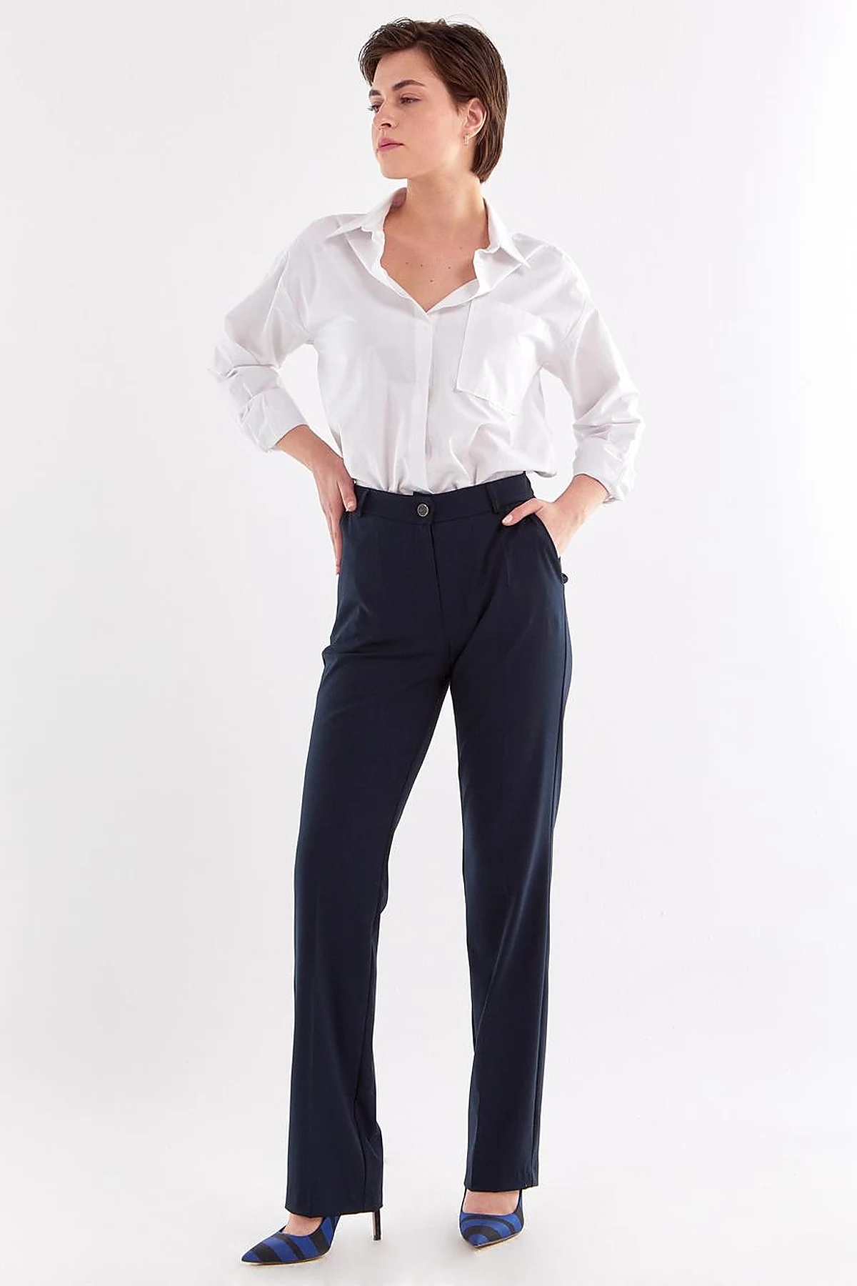 Basic Boru Paça Pantolon Koyu Lacivert