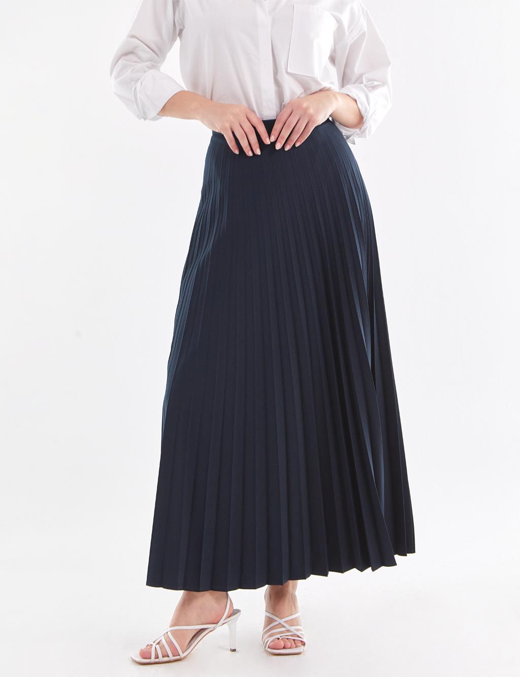 Basic Pleated Skirt Dark Navy