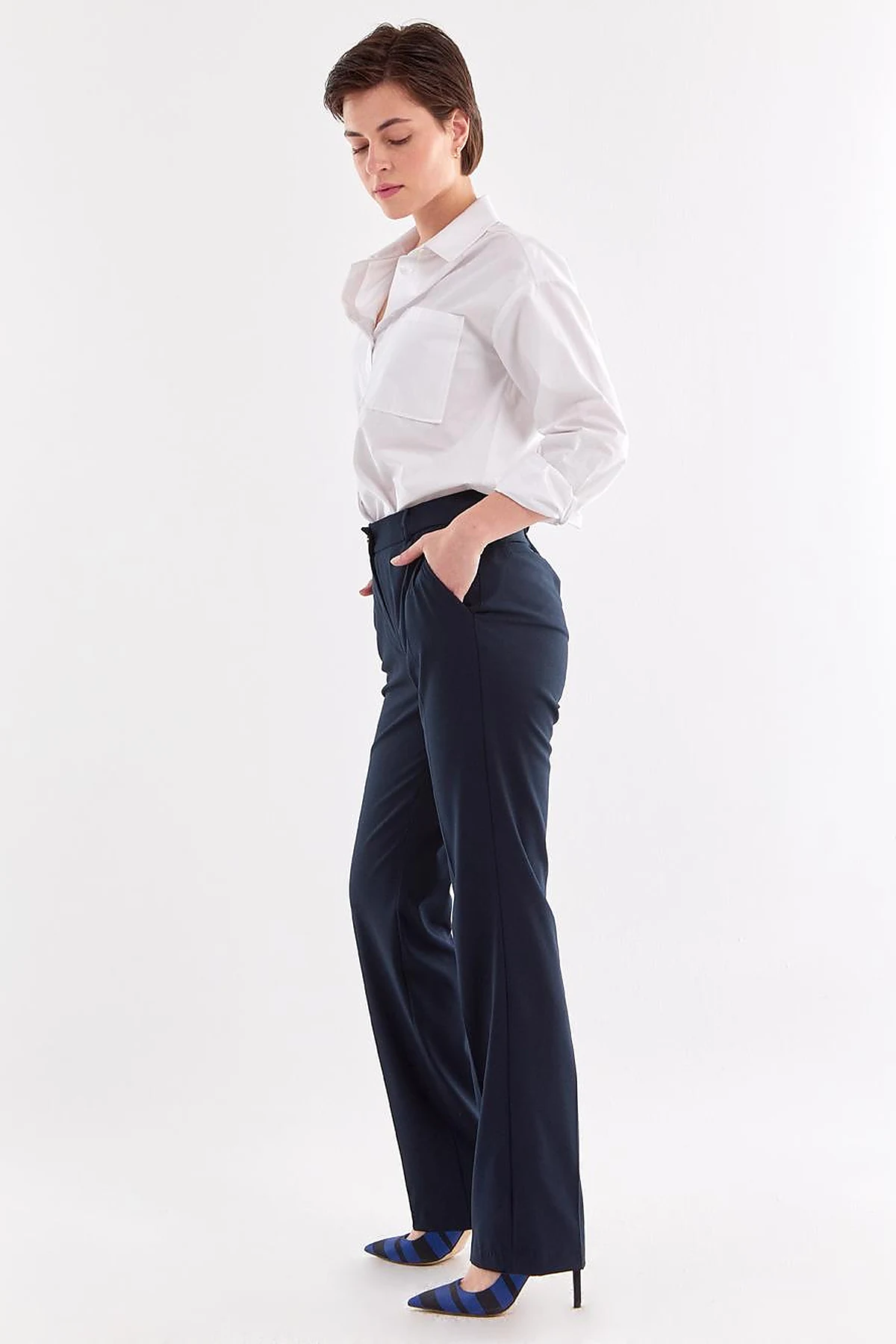 Basic Boru Paça Pantolon Koyu Lacivert
