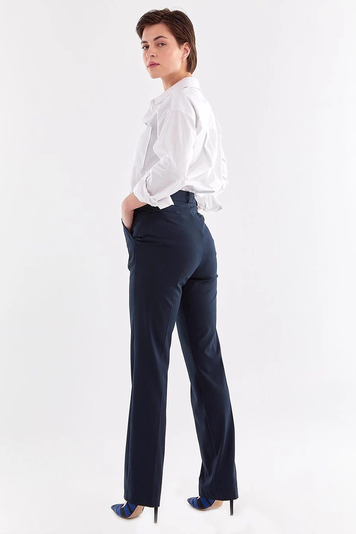 Basic Boru Paça Pantolon Koyu Lacivert