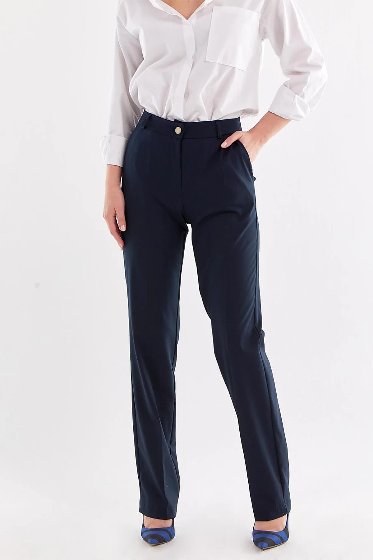 Basic Boru Paça Pantolon Koyu Lacivert