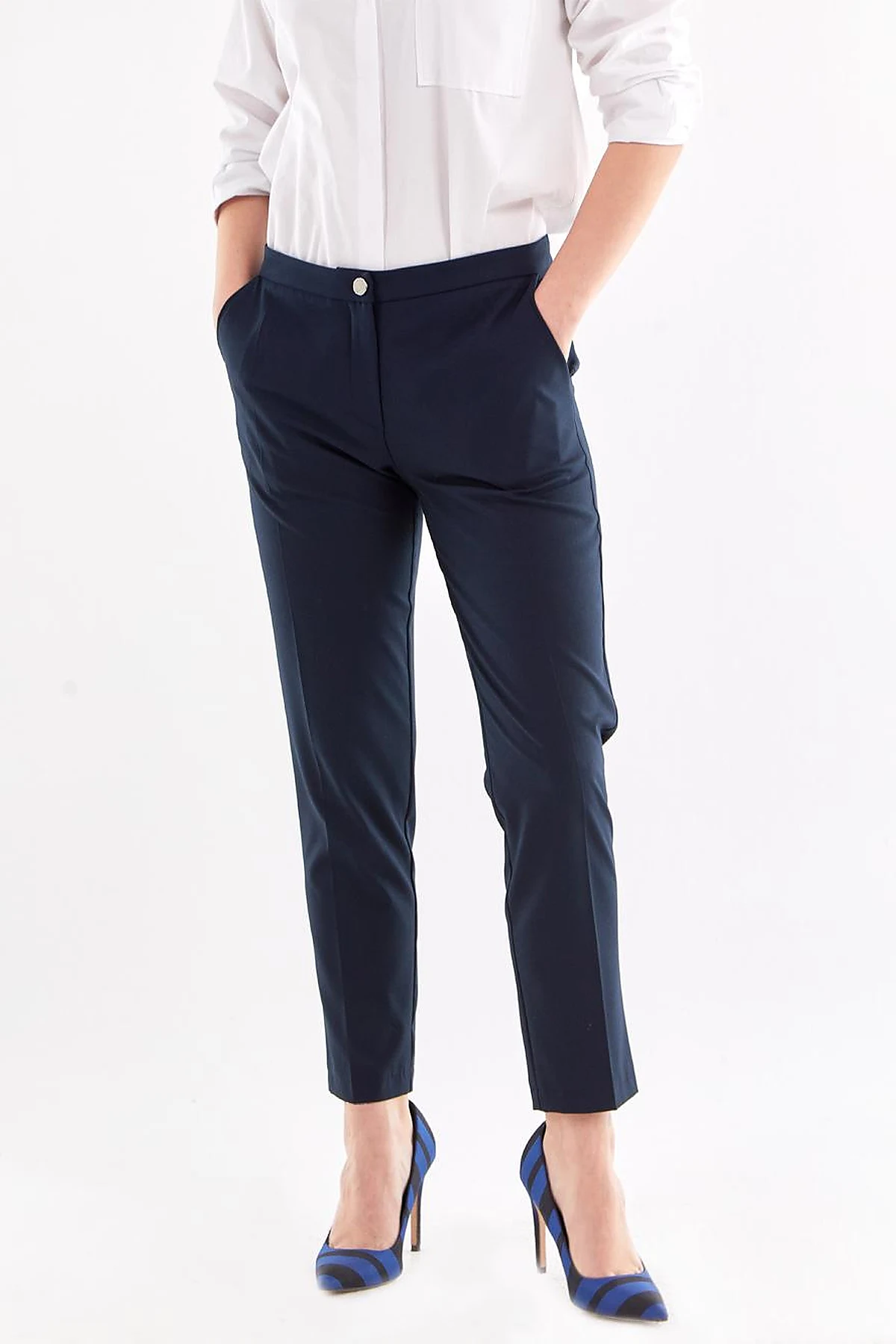 Basic Fermuarlı Pantolon Koyu Lacivert